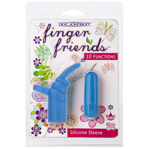 Finger Friends Massager Vibrator, Bunny, Blue, Doc Johnson