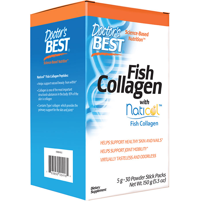 Fish Collagen Powder with TruMarine Collagen, 30 Stick Packs, Doctors Best