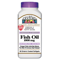 Fish Oil 1000 mg 90 Enteric Coated Softgels, 21st Century Health Care
