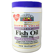 Fish Oil 1000 mg Omega-3 300 Softgels, 21st Century Health Care