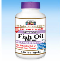 Fish Oil 1200 mg, Omega-3, 140 Softgels, 21st Century HealthCare