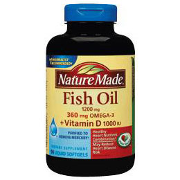 Fish Oil 1200 mg + Vitamin D 1000 IU, 90 Softgels, Nature Made