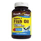 Omega 3 Fish Oil 1200 mg, 120 Softgels, Mason Natural