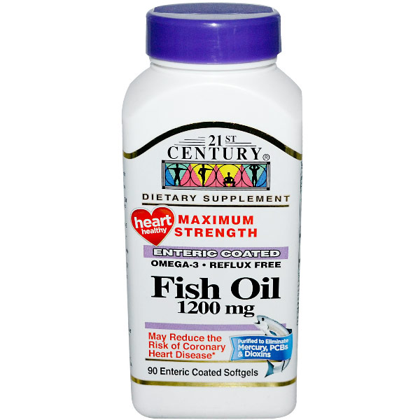 Fish Oil 1200 mg, 90 Enteric Coated Softgels, 21st Century HealthCare