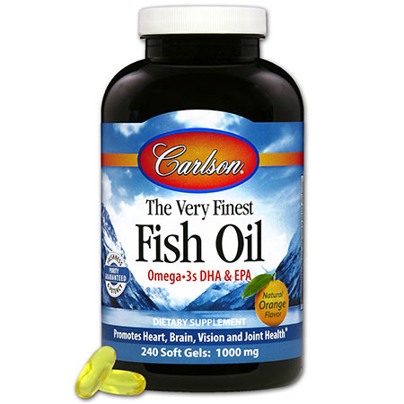 The Very Finest Fish Oil 1000 mg, Orange Flavor, 240 Softgels, Carlson Labs