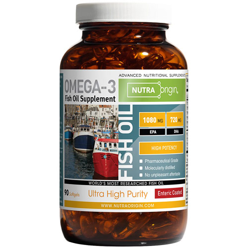 NutraOrigin Fish Oil Enteric Coated High Potency, 90 Softgels, NutraOrigin