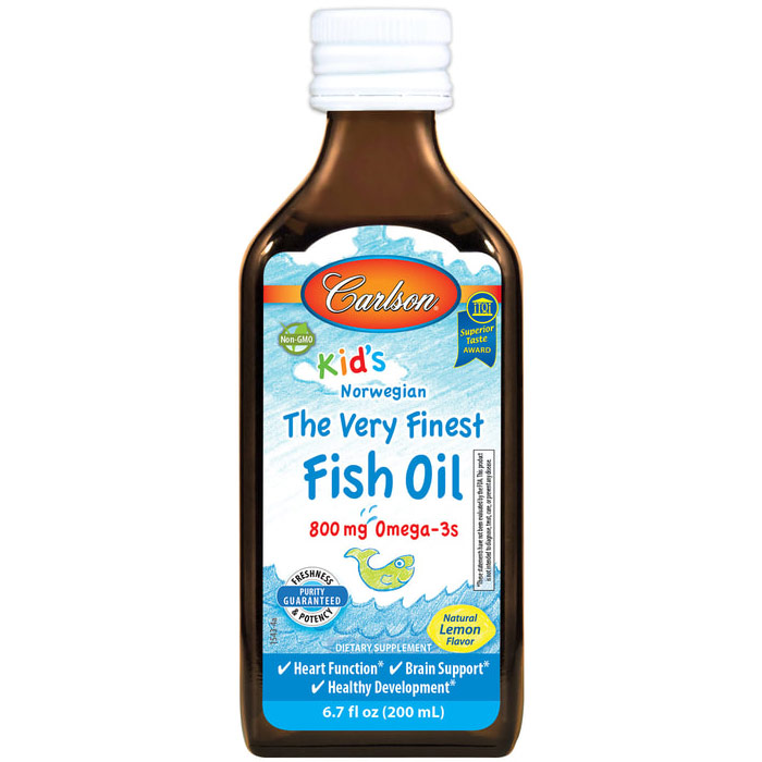 Carlson Laboratories Fish Oil Liquid for Kids, Lemon Flavor, 200ml, Carlson Labs