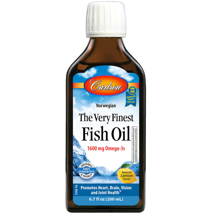 The Very Finest Fish Oil Liquid, Lemon Flavor, 200ml, Carlson Labs