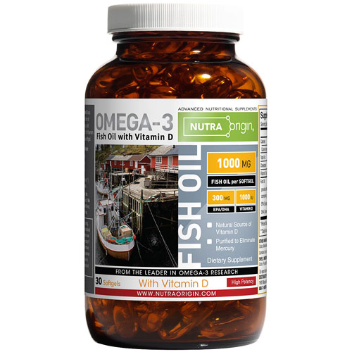 NutraOrigin Fish Oil with Vitamin D, 30 Softgels, NutraOrigin