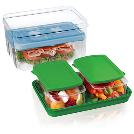 Fit & Fresh Lunch on the Go Set, Lunch Box with Side Containers, VitaMinder