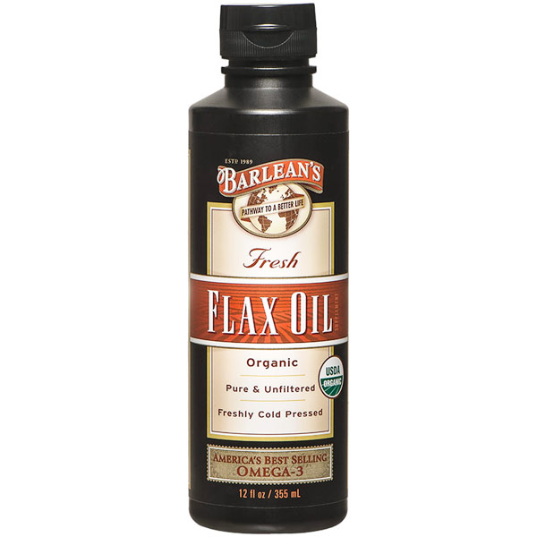 Flax Oil Liquid, Organic, 12 oz, Barleans Organic Oils