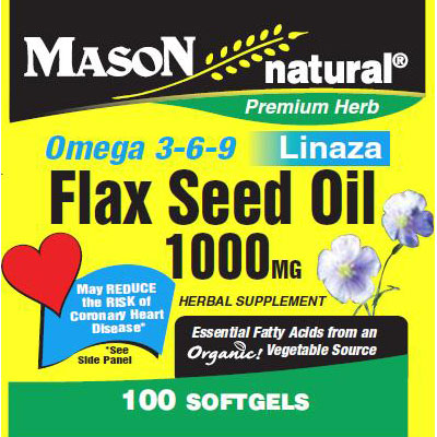 Flax Seed Oil 1000 mg, 100 Softgels, Mason Natural