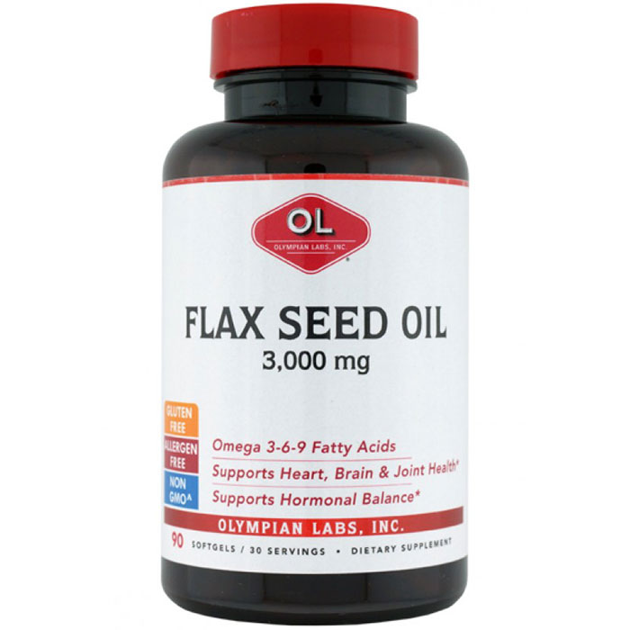 Flax Seed Oil High Lignans 1000mg, 90 Softgels, Olympian Labs