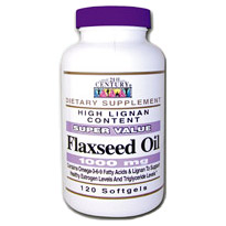 Flaxseed Oil 1000 mg 120 Softgels, 21st Century Health Care