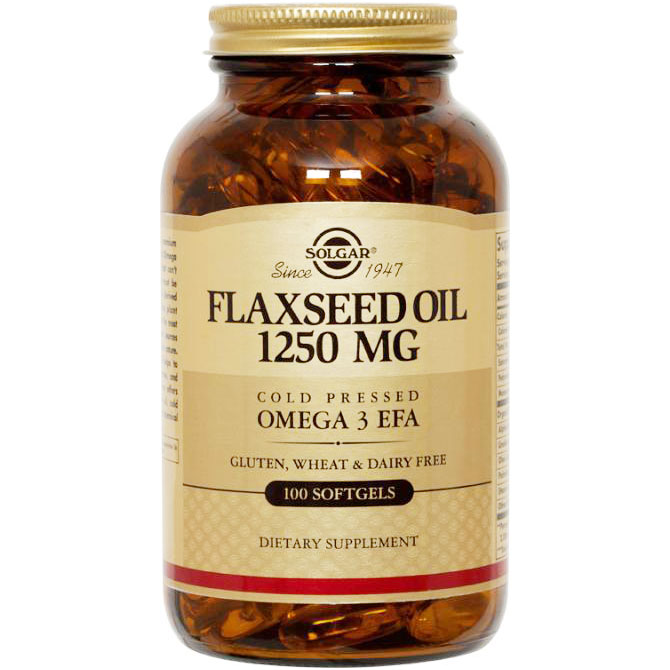 Flaxseed Oil 1250 mg, 100 Softgels, Solgar