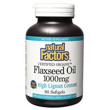 Natural Factors Flaxseed Oil Organic 1000mg 180 Softgels, Natural Factors