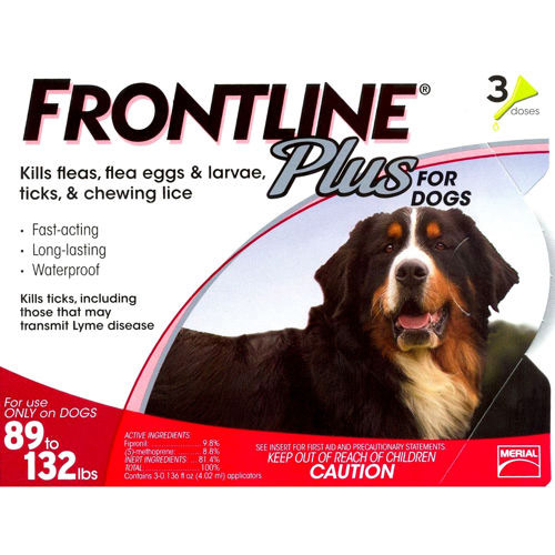 Flea and Tick Drops For Dogs 89lbs-132lbs, 3 Month Supply, Frontline Plus