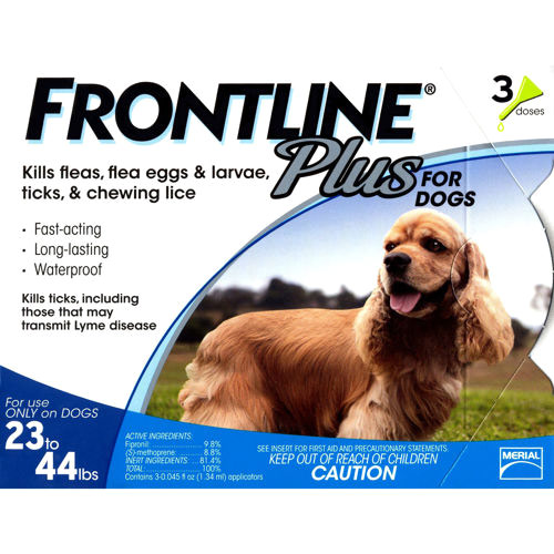 Flea and Tick Drops For Dogs 23lbs-44lbs, 3 Month Supply, Frontline Plus