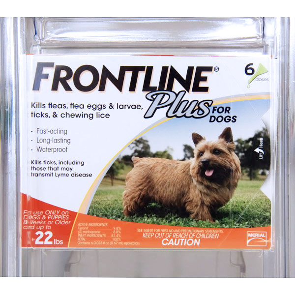 Flea and Tick Drops For Dogs & Puppies Up to 22lbs, 6 Doses, Frontline Plus