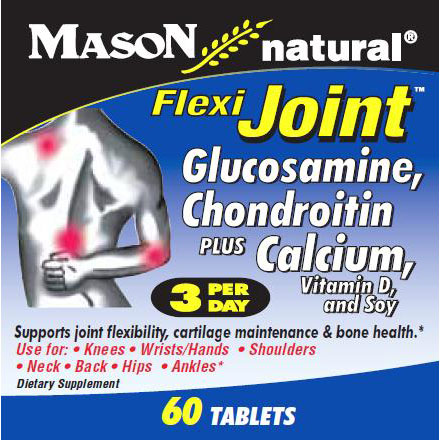 Mason Natural Flexi-Joint Glucosamine Chondroitin Plus Calcium, Vitamin D and Soy, 60 Tablets, Mason Natural