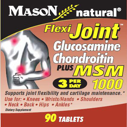 Flexi-Joint Glucosamine Chondroitin Plus MSM 1000, 90 Tablets, Mason Natural