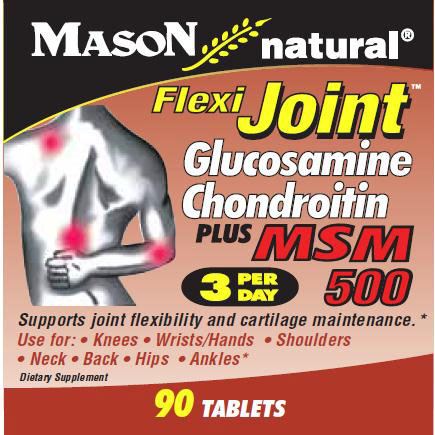 Flexi-Joint Glucosamine Chondroitin Plus MSM 500, 90 Tablets, Mason Natural