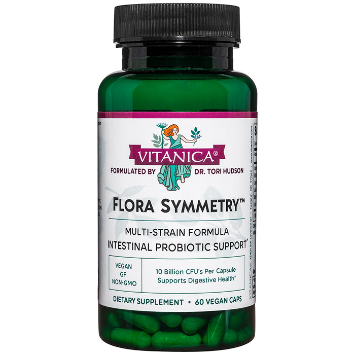 Flora Symmetry, Intestinal Probiotic Support, 60 Vegetarian Capsules, Vitanica