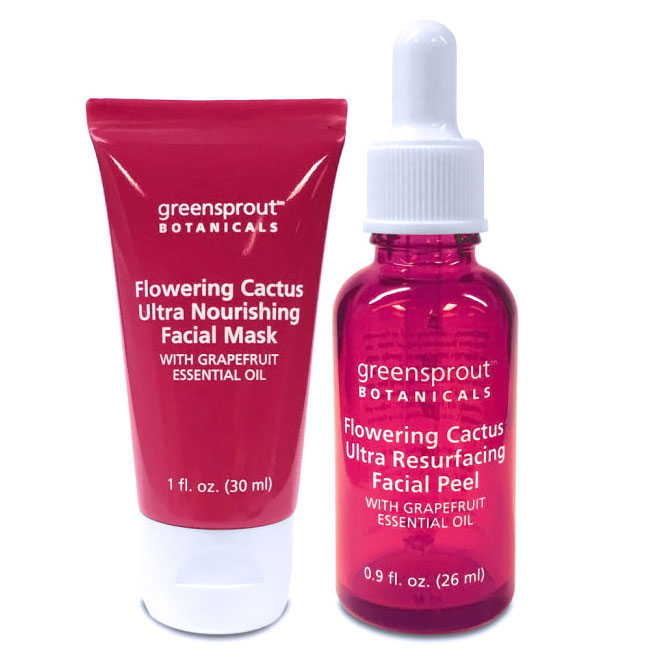 Flowering Cactus Ultra Hydrating 2-Part Facial Resurfacing Gift Kit (Facial Mask & Peel), 1 Kit, GreenSprout Botanicals