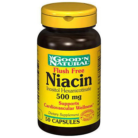 Flush Free Niacin 500 mg, 50 Capsules, Good 'N Natural