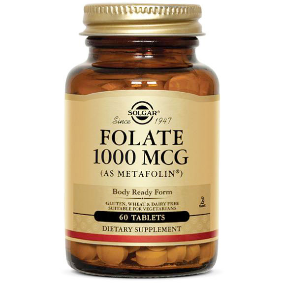 Folate 1000 mcg as Metafolin, 120 Tablets, Solgar