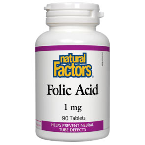 Folic Acid 1 mg 90 Tablets, Natural Factors