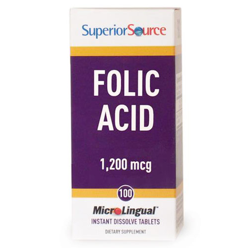 Superior Source Folic Acid 1200 mcg, 100 Instant Dissolve Tablets, Superior Source