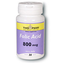 Folic Acid 800mcg 30 tabs, Thompson Nutritional Products