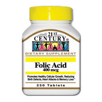 Folic Acid 400 mcg 250 Tablets, 21st Century Health Care