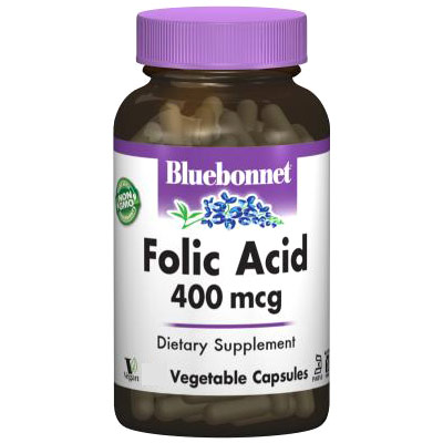 Folic Acid 400 mcg, 90 Vegetable Capsules, Bluebonnet Nutrition