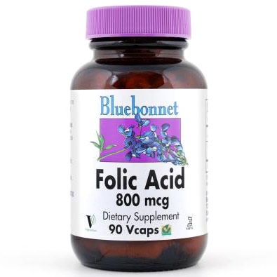 Folic Acid 800 mcg, 180 Vcaps, Bluebonnet Nutrition