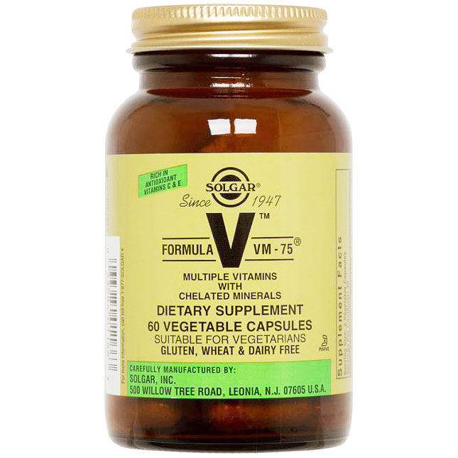 Formula V Cap, VM-75 Multiple Vitamins with Minerals, 60 Vegetable Capsules, Solgar