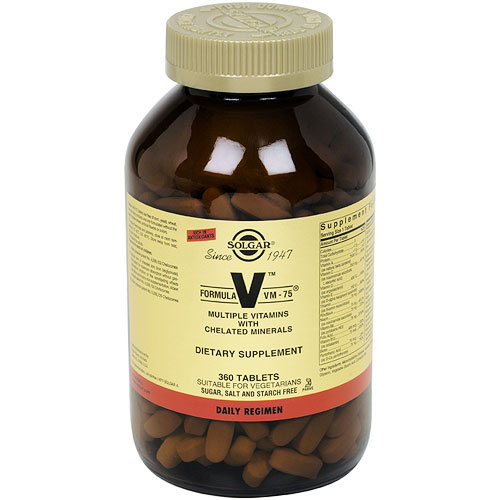 Formula V Tab, VM-75 Multiple Vitamins with Minerals, 360 Tablets, Solgar