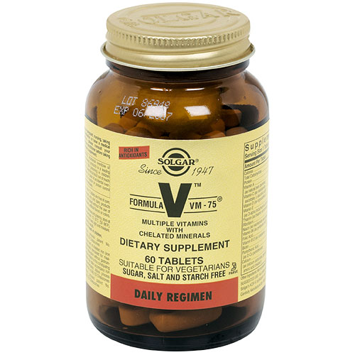 Formula V Tab, VM-75 Multiple Vitamins with Minerals, 60 Tablets, Solgar