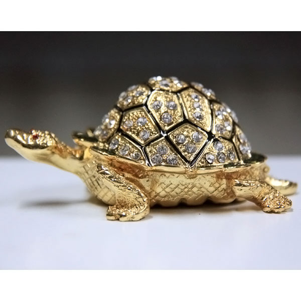 Fortune Turtle Gilt Jewelry Gift Box with Fine Crystals
