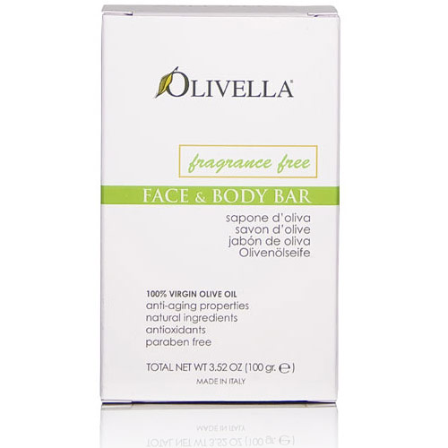 Fragrance Free Face & Body Olive Oil Bar Soap, 3.52 oz (100 g), Olivella
