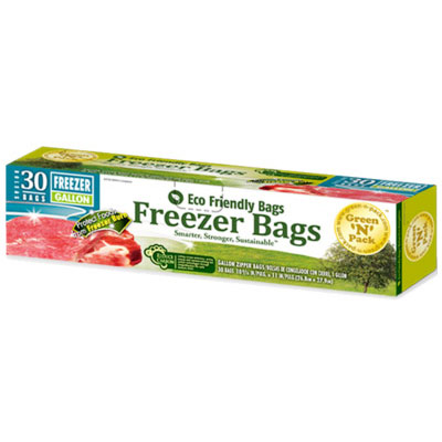Freezer Bags, Zipper Food Storage Bags, Gallon Size, 30 Count/Box, GreenNPack Eco Friendly Bags