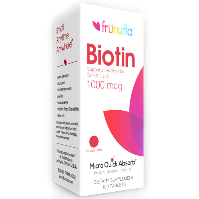 Frunutta Biotin 1000 mcg, 100 Sublingual Tablets