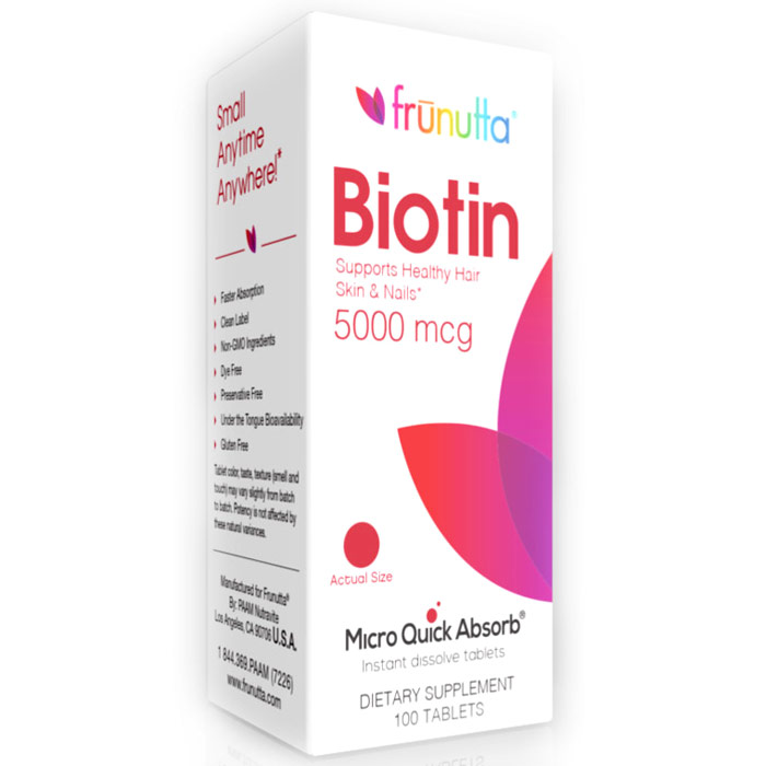 Frunutta Biotin 5000 mcg, 100 Sublingual Tablets