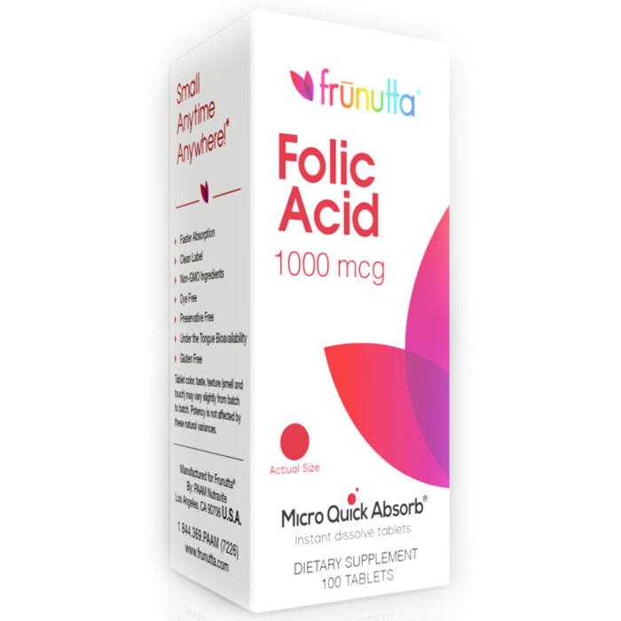 Frunutta Folic Acid 1000 mcg, 100 Sublingual Tablets