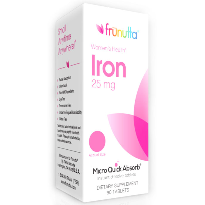 Frunutta Iron 25 mg for Womens Health, 90 Sublingual Tablets