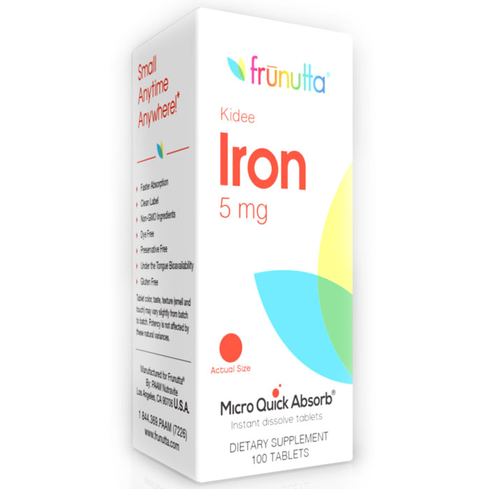 Frunutta Kidee Iron 5 mg for Kids, 100 Sublingual Tablets