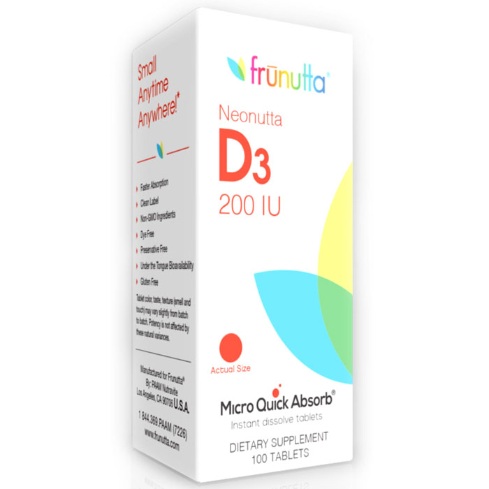Frunutta Neonutta Vitamin D3 200 IU, 100 Sublingual Tablets
