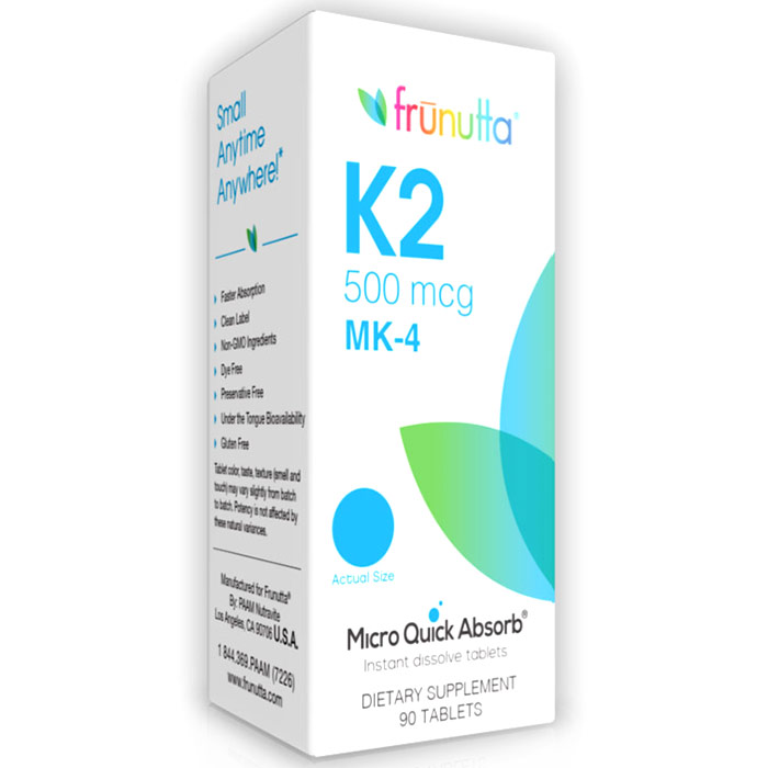 Frunutta Vitamin K2 (MK-4) 500 mcg, 90 Sublingual Tablets