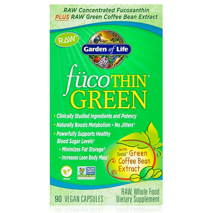 FucoThin Green, Fucoxanthin Plus Green Coffee Bean, 90 Capsules, Garden of Life